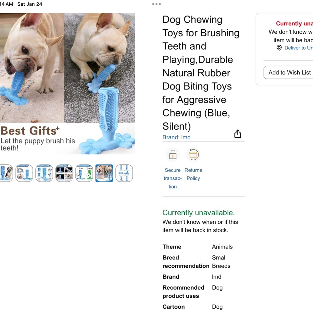 🩵 Blue Rubber Pet Delay Chew Toy - Picture 12 of 14